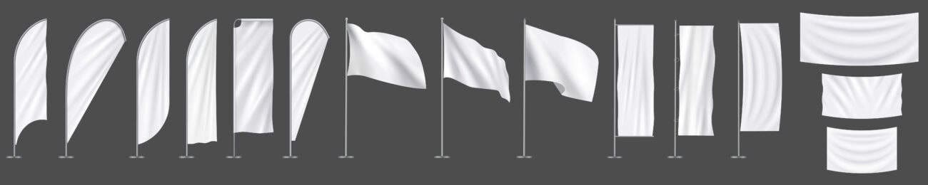 Different types of feather flags for advertising